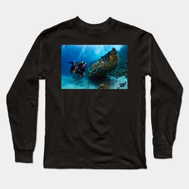 Ship Wreck diving Red Sea Long Sleeve T-Shirt by SCUBAddict